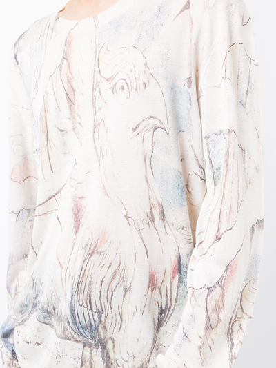 Shop Alexander Mcqueen William Blake Dante-print Crew-neck Jumper In White