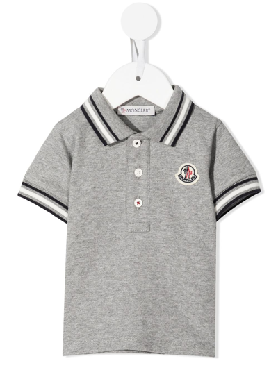 Moncler Babies' Logo Patch Polo Shirt In Grey | ModeSens