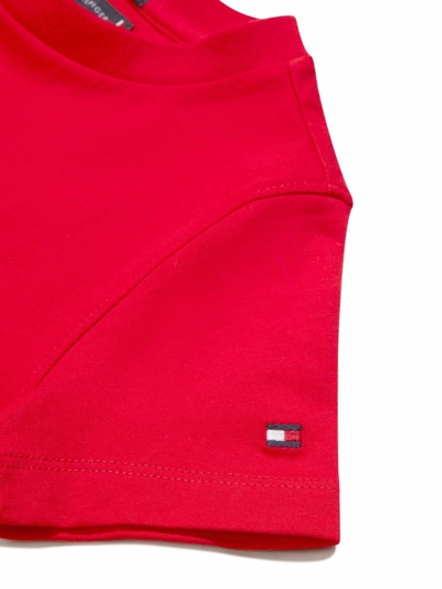 Shop Tommy Hilfiger Junior Embossed Stripe Logo T-shirt In Red
