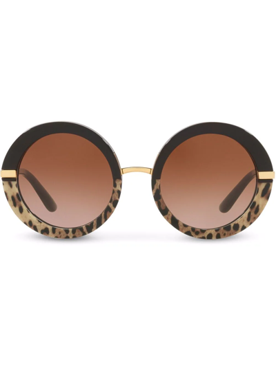 Shop Dolce & Gabbana Round-frame Sunglasses In Brown