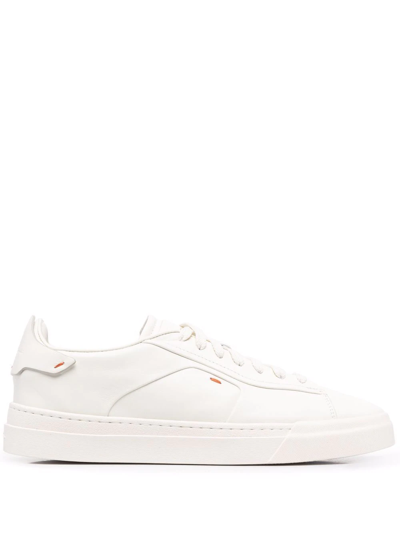 Shop Santoni Panelled Low Top Sneakers In White