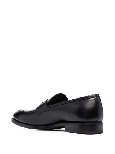 Shop Henderson Baracco Almond Toe Leather Loafers In Black