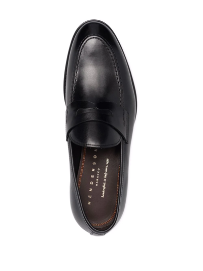 Shop Henderson Baracco Almond Toe Leather Loafers In Black