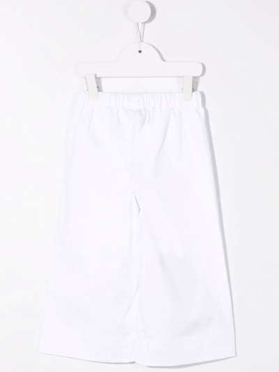 Shop Il Gufo Elasticated Wide-leg Trousers In White