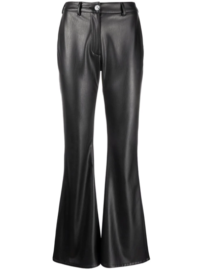 Shop Antonella Rizza Moon Faux-leather Trousers In Black