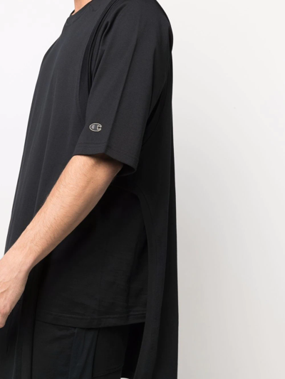 Rick Owens X Champion Asymmetric Short-sleeved T-shirt In Black
