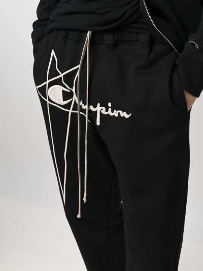Shop Rick Owens X Champion Embroidered-logo Track Pants In Black