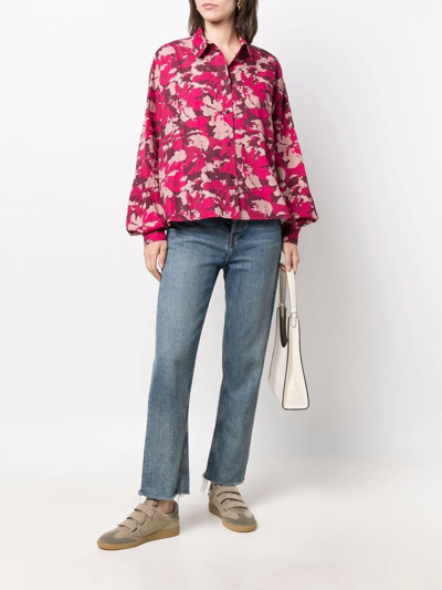 Woolrich Floral-print Cotton Shirt In Pink