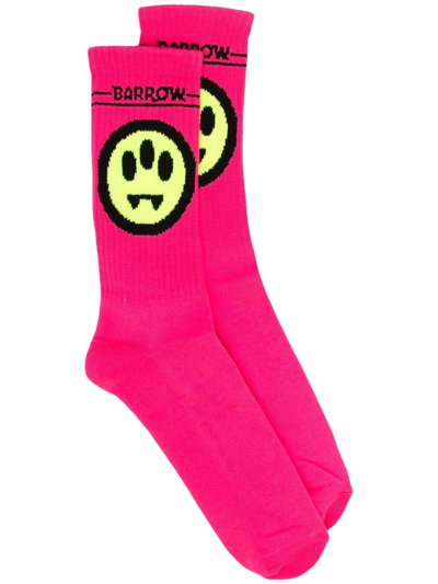 Shop Barrow Logo-print Socks In Pink