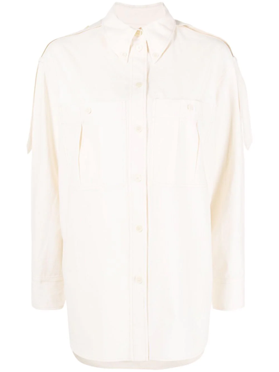 Shop Isabel Marant Rolled-sleeve Cotton Shirt In Neutrals