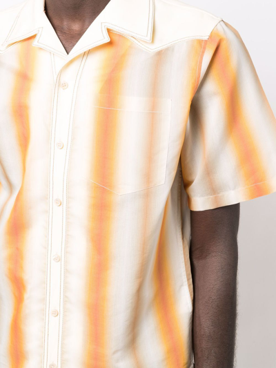 Shop Wales Bonner Stripe-print Short-sleeved Shirt In Orange