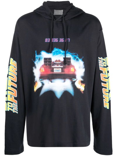 Shop Vtmnts Back To The Future Print Hoodie In Blue