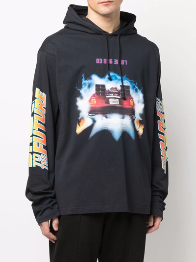 Vtmnts Back To The Future Print Hoodie In Blue