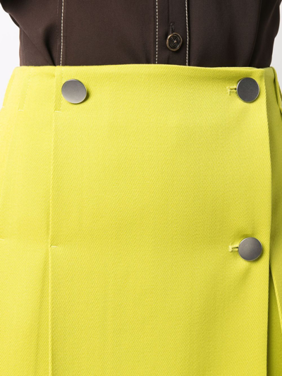 Shop Bottega Veneta Button-front Pleated Mini Skirt In Green