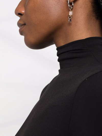 Atu Body Couture Feather-cuff High-neck Top In Black