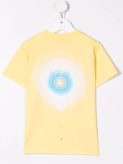 Shop Stone Island Junior Logo-print T-shirt In Yellow