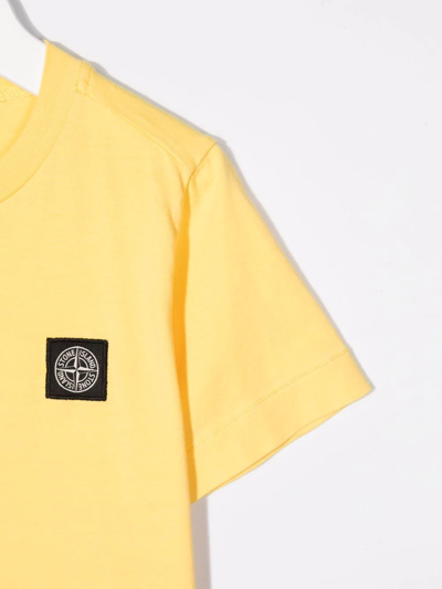 Shop Stone Island Junior Chest Logo-patch T-shirt In Yellow