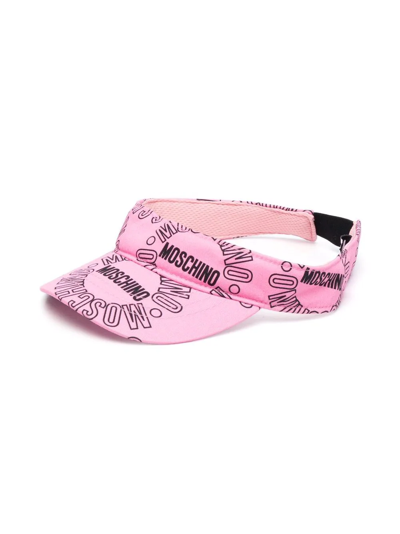 Shop Moschino Logo-print Cotton Visor In Pink