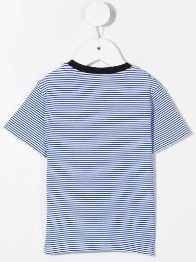 Moncler Logo-print Striped T-shirt In Blue