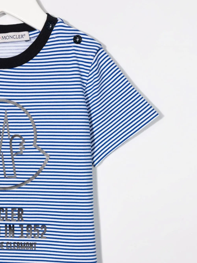 Moncler Logo-print Striped T-shirt In Blue