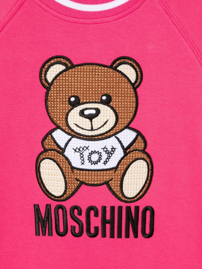 Shop Moschino Teddy-logo Shortsleeved Sweatshirt Dress In Pink