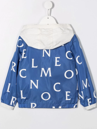 Shop Moncler Logo-print Hooded Jacket In Blue