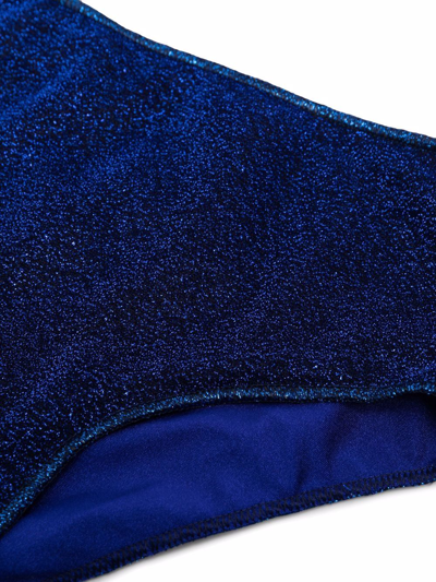 Shop Oseree Metallic One-shoulder Bikini Set In Blue