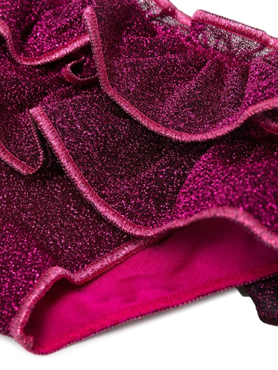 Shop Oseree Glittered Ruffled Bikini Briefs In Pink
