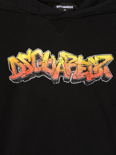 Dsquared2 Graffiti-print Cotton Hoodie In Black