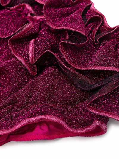 Shop Oseree Glittered Ruffled Bikini Briefs In Pink