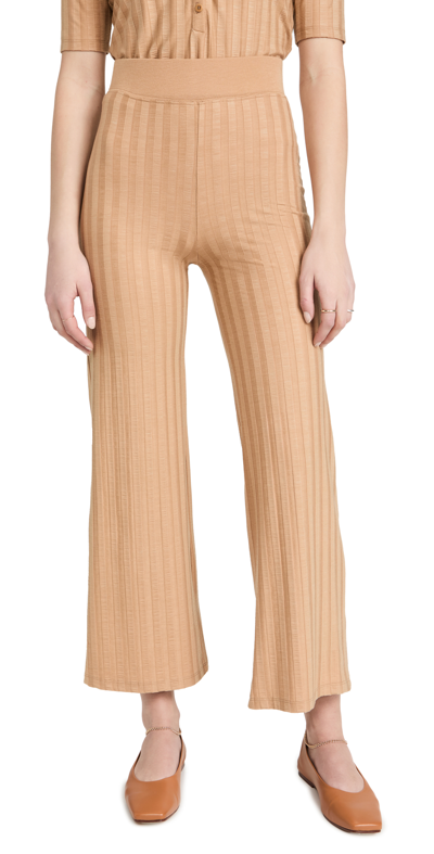 Shop Jonathan Simkhai Standard Celia Wide Leg Pants In Camel