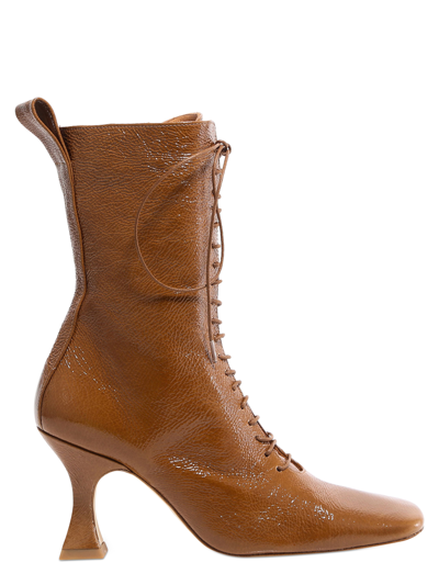 Shop Miista Leather Ankle Boots In Brown