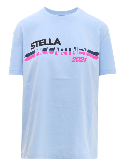 Shop Stella Mccartney Cotton T-shirt In Blue
