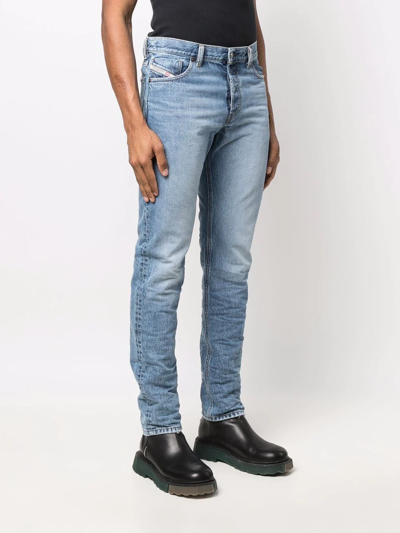 Shop Diesel Washed Straight-leg Jeans In Blue