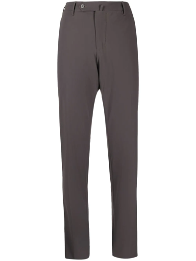 Shop Pt01 Stretch-design Slim Tailored Trousers In Brown