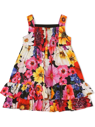 Shop Dolce & Gabbana Floral Baby-doll Dress In Red