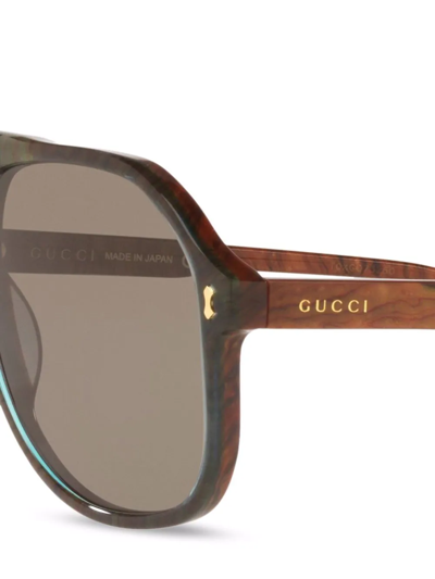 Shop Gucci Oversized Pilot Sunglasses In Blue