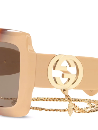 Gucci Tortoiseshell-effect Oversized-frame Sunglasses In Brown