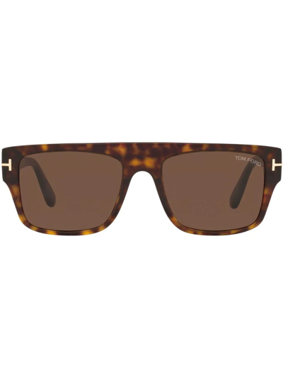 Shop Tom Ford Tortoiseshell-effect Square-frame Sunglasses In Brown