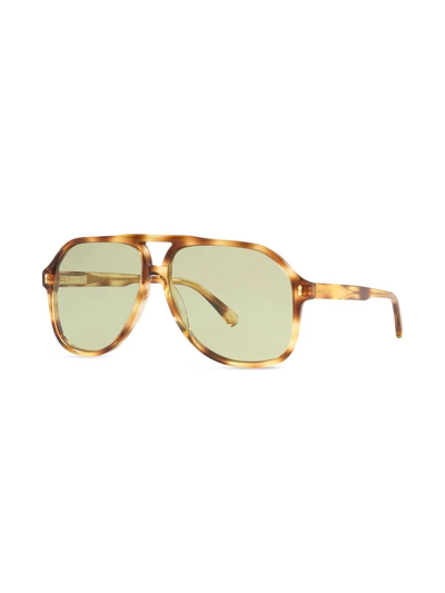 Shop Gucci Tortoiseshell Pilot Sunglasses In Brown