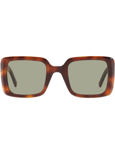 Shop Saint Laurent Tortoiseshell-effect Oversized-frame Sunglasses In Brown