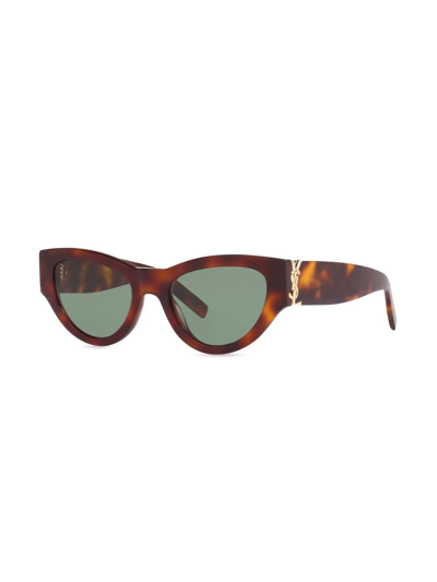 Saint Laurent Tortoiseshell Cat-eye Frame Sunglasses In Brown