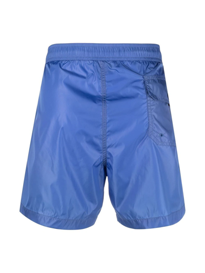 Shop Moncler Side-stripe Swim Shorts In Blue