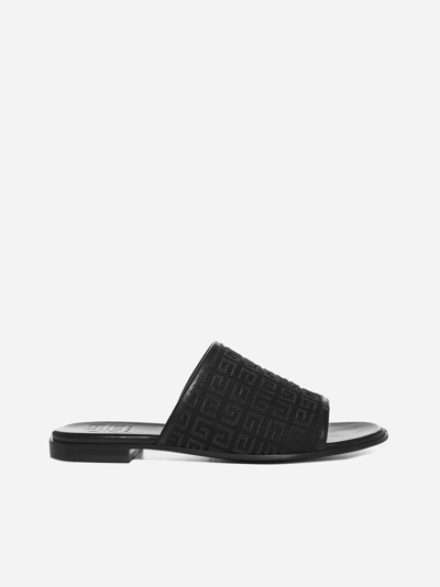 Shop Givenchy 4g Jacquard And Leather Flat Slides