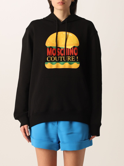 Shop Moschino Couture Hamburger Hoodie In Black