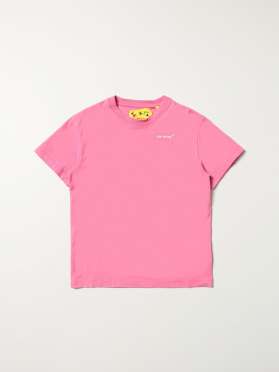 Shop Off-white T-shirt With Logo Print In Fuchsia
