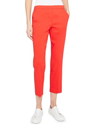 Shop Theory Women's Treeca Pull-on Crop Pants In Scarlet