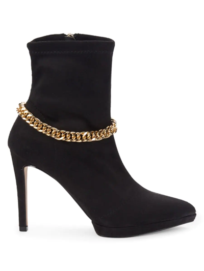 Shop Jessica Simpson Women's Valyn4 Chained Stiletto Sock Booties In Black