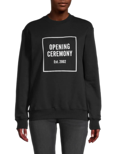 Shop Opening Ceremony Women's Box Logo Crewneck Sweatshirt In Smoke