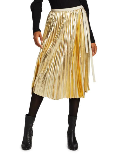 Shop Proenza Schouler Women's Pleated Metallic Skirt In Gold